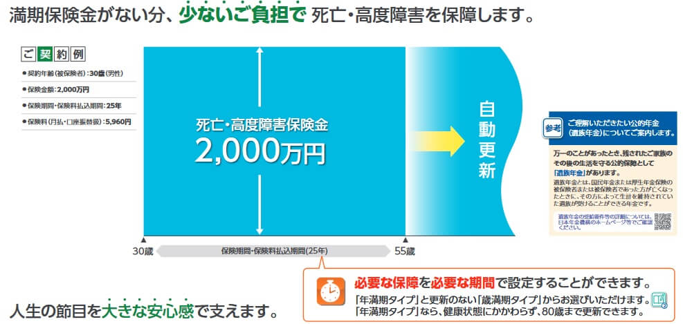 ジブラルタ生命の平準定期保険の保障内容(出典:ジブラルタ生命 平準定期保険 商品パンフレット2023年10月改訂版)