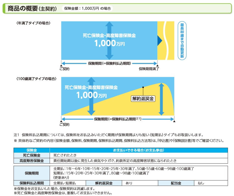定期保険(無配当)の保障内容(出典:三井住友海上あいおい生命 定期保険無配当 商品パンフレット2025年3月版)