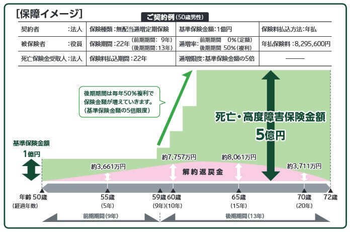 無配当逓増定期保険の保障内容(出典:SOMPOひまわり生命 無配当逓増定期保険パンフレット2019年10月改定版)